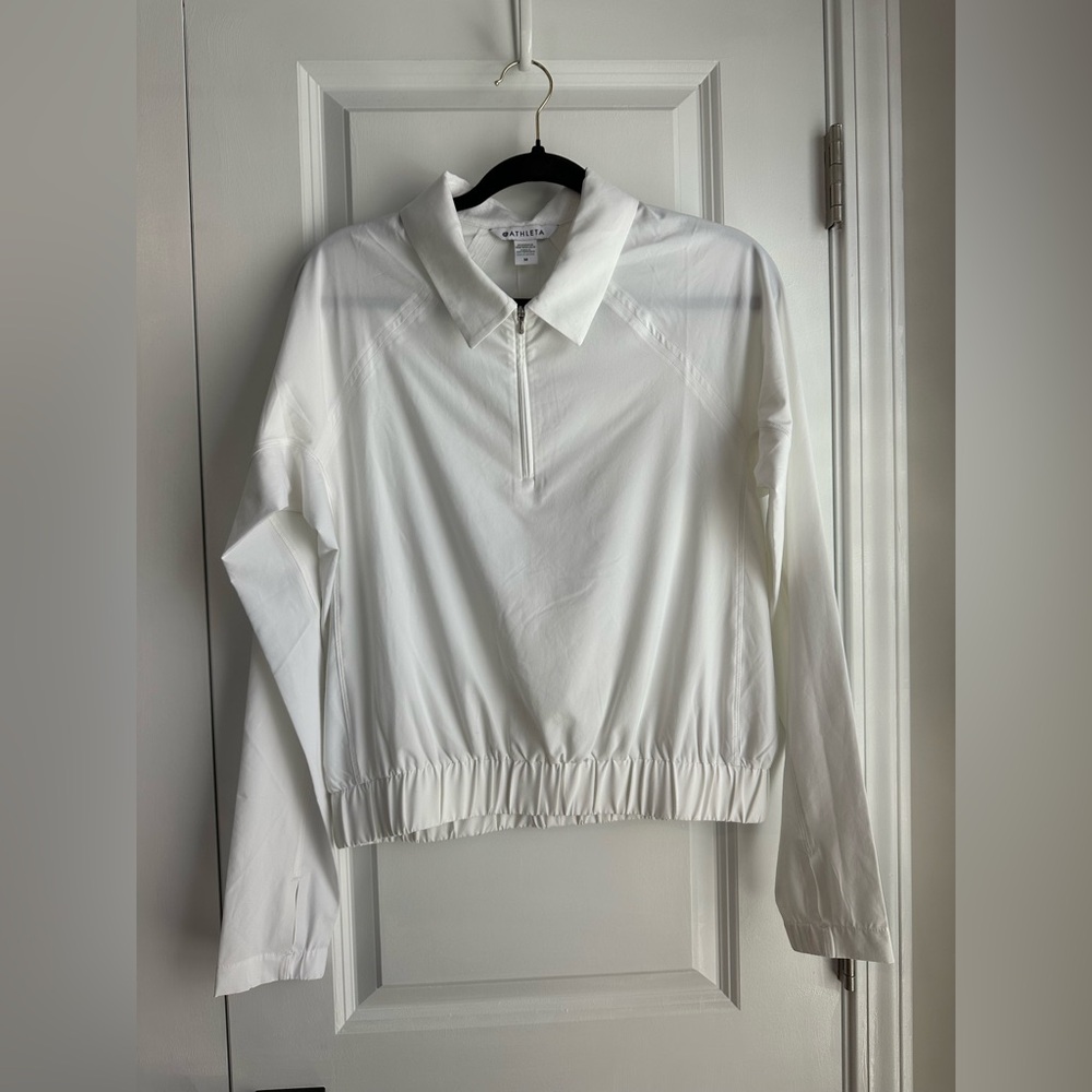 Athleta Women’s Advantage Polo Top Bright White NWOT Size Medium